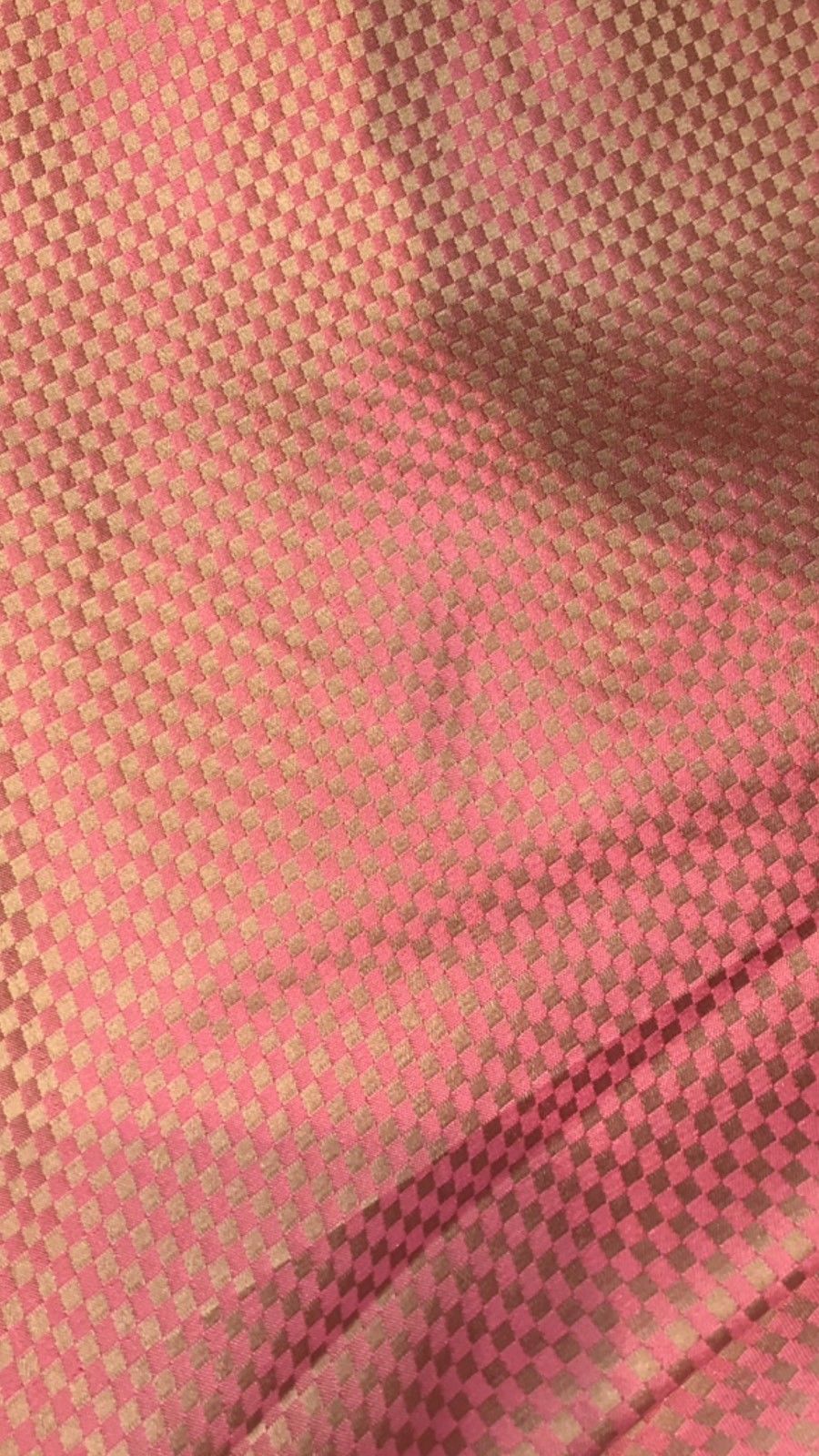 NEW! 100% Silk Taffeta Fabric - Coral And Iridescent Gold Checkered - Fancy Styles Fabric Pierre Frey Lee Jofa Brunschwig & Fils