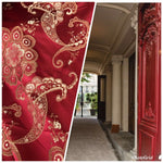 Lady Hyacinth Designer Brocade Satin Fabric- Antique Inspired Red and Gold - Upholstery - Fancy Styles Fabric Pierre Frey Lee Jofa Brunschwig & Fils