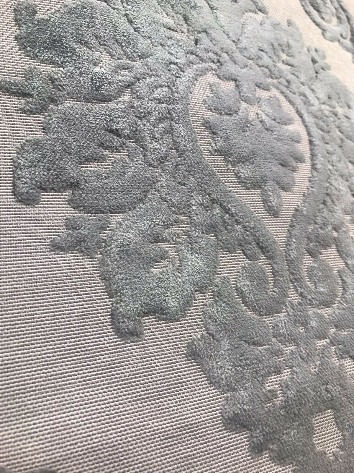 NEW Duke Raphael Designer Velvet Chenille Burnout Damask Upholstery Fabric - Grey - Fancy Styles Fabric Pierre Frey Lee Jofa Brunschwig & Fils