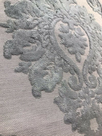 NEW Duke Raphael Designer Velvet Chenille Burnout Damask Upholstery Fabric - Grey - Fancy Styles Fabric Pierre Frey Lee Jofa Brunschwig & Fils