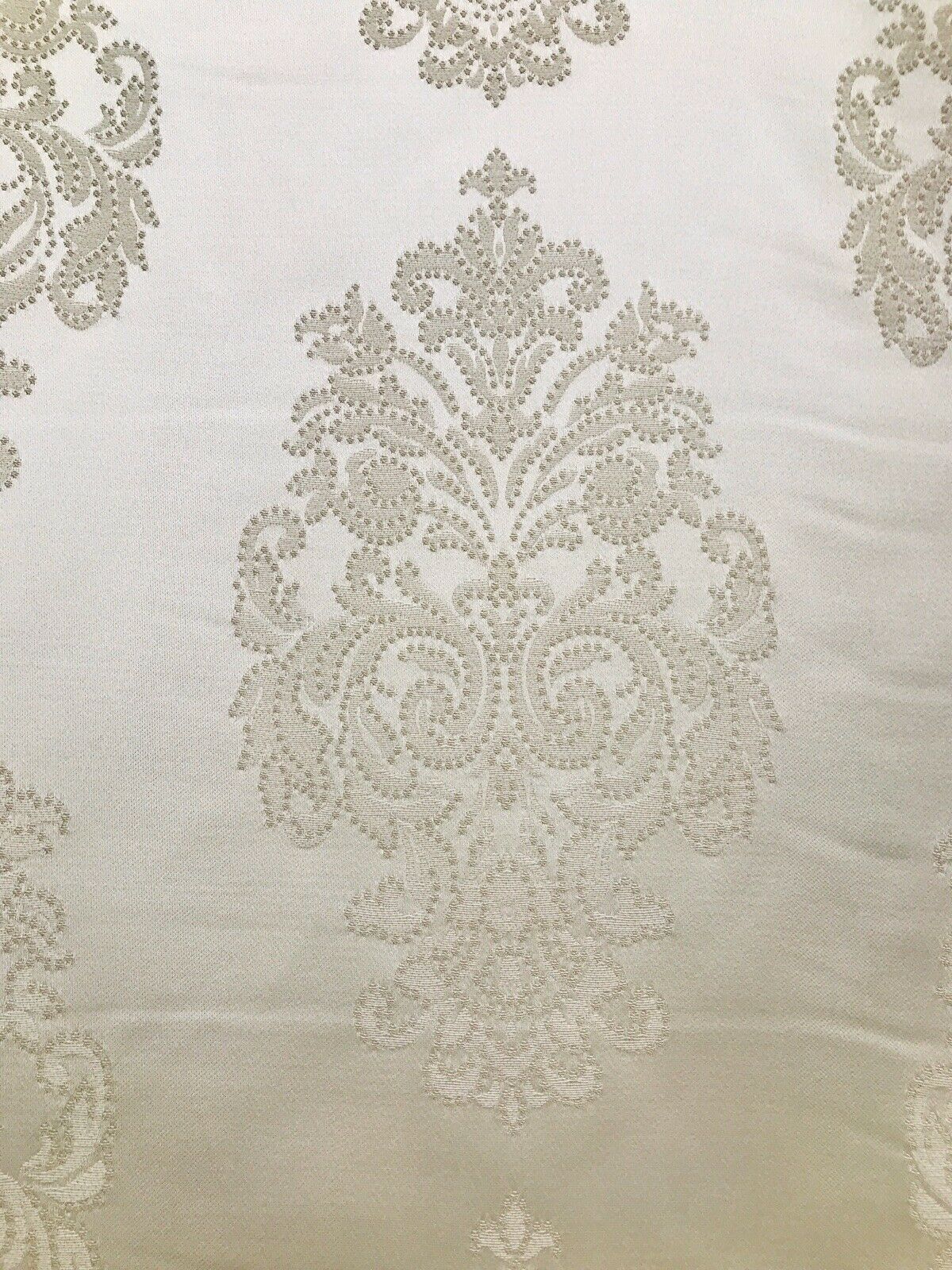 NEW Lady Alison Designer Satin Damask Brocade Upholstery Drapery Fabric - Cream Ivory - Fancy Styles Fabric Pierre Frey Lee Jofa Brunschwig & Fils