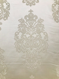 NEW Lady Alison Designer Satin Damask Brocade Upholstery Drapery Fabric - Cream Ivory - Fancy Styles Fabric Pierre Frey Lee Jofa Brunschwig & Fils