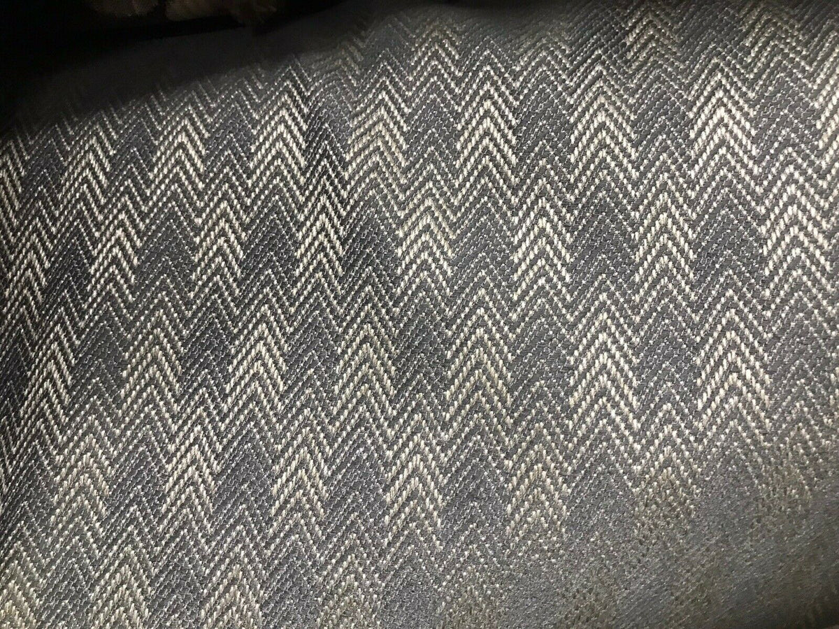 Countess Claire Designer Upholstery Herringbone Chevron Pattern Tweed Fabric -Blue-Gray - Fancy Styles Fabric Pierre Frey Lee Jofa Brunschwig & Fils