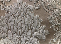 NEW! Designer Brocade Satin Fabric- Gray On Gray- Upholstery Damask - Fancy Styles Fabric Boutique