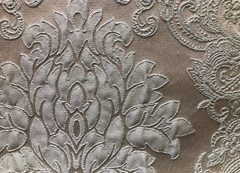 NEW! Designer Brocade Satin Fabric- Gray On Gray- Upholstery Damask - Fancy Styles Fabric Boutique