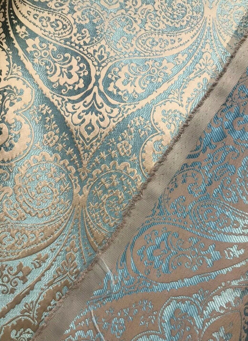 NEW! Princess Penelope Designer Brocade Satin Fabric - Blue Neoclassical Floral Upholstery Damask - Fancy Styles Fabric Pierre Frey Lee Jofa Brunschwig & Fils