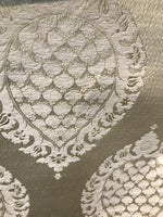 Designer Brocade Satin Fabric- Antique Cream And Gold Damask Decorating - Fancy Styles Fabric Pierre Frey Lee Jofa
