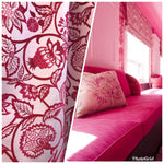 Designer Brocade Floral Drapery Fabric- Fuchsia Pink Red White -By The Yard - Fancy Styles Fabric Pierre Frey Lee Jofa
