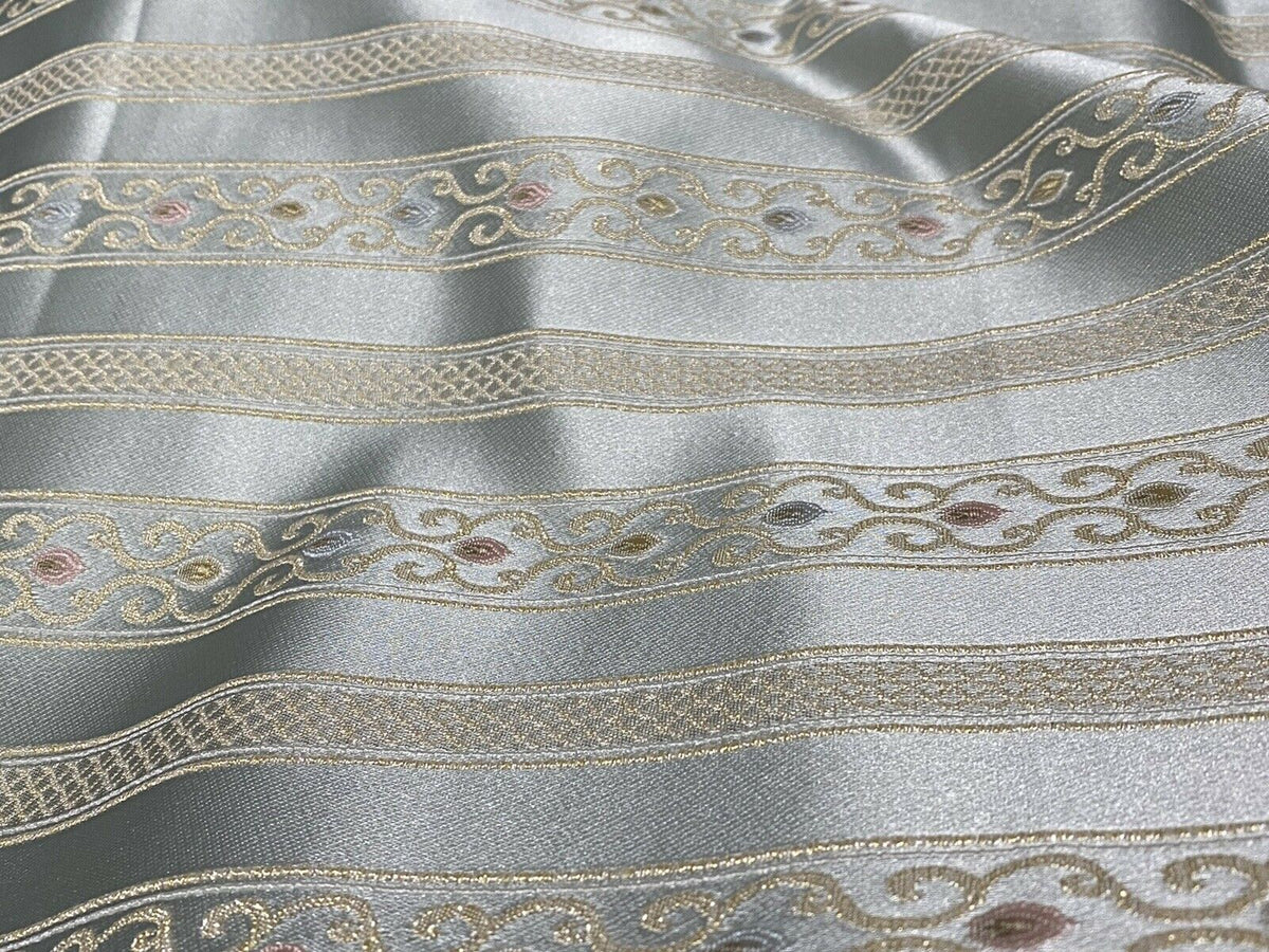 NEW Princess Avery Novelty Ritz Neoclassical Brocade Striped Satin Fabric - Louis Blue - Fancy Styles Fabric Pierre Frey Lee Jofa Brunschwig & Fils