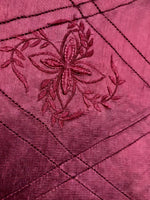 NEW! 100% Silk Washed Taffeta Embroidered Floral Quilted Motif Fabric - Red - Fancy Styles Fabric Boutique