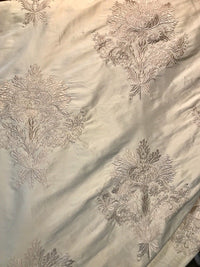 NEW Novelty Pink Embroidered 100% Silk Taffeta Fabric Antique Pink - Fancy Styles Fabric Boutique