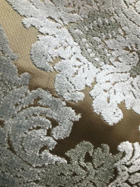 Lady Cecile 1/2 Yard Remnant- Italian Burnout Damask Chenille Blue Bronze Fabric Upholstery - Fancy Styles Fabric Pierre Frey Lee Jofa Brunschwig & Fils