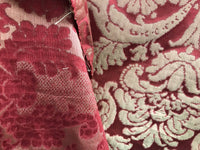 SWATCH- 100% Silk Taffeta Damask Interior Design Fabric - Rouge Red - Fancy Styles Fabric Boutique