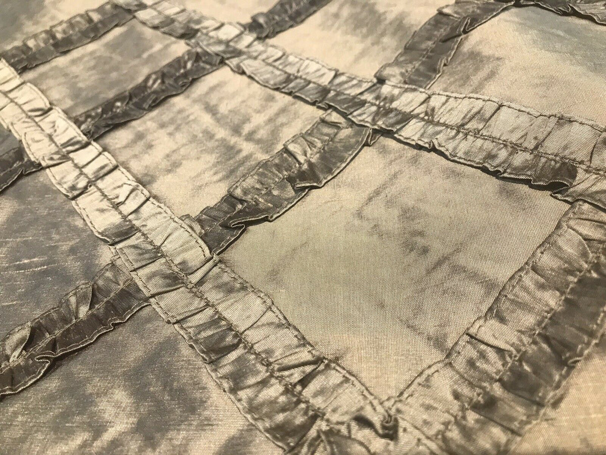 NEW! Designer 100% Silk Taffeta Dupioni Diamond Ruffle Drapery Fabric-  Gold - Fancy Styles Fabric Pierre Frey Lee Jofa Brunschwig & Fils
