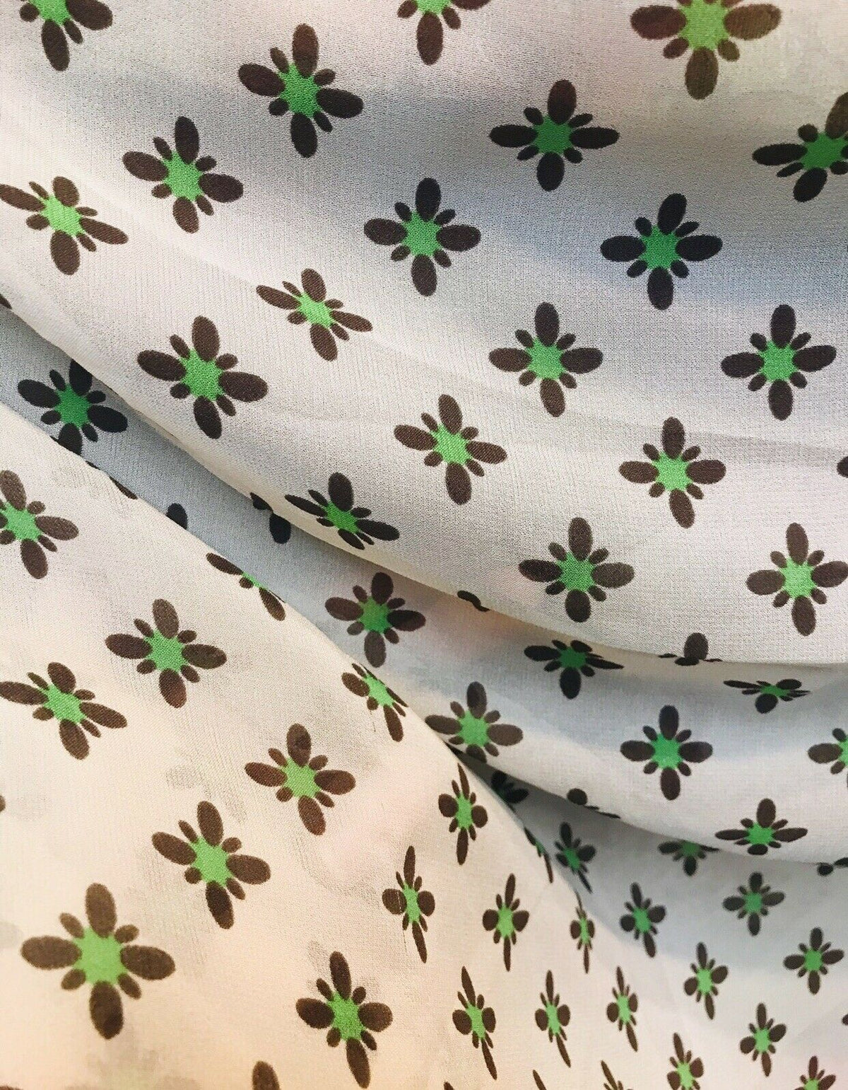 NEW! 100% Silk Chiffon Bohemian Fabric Green Dot Floral By The Yard - Fancy Styles Fabric Pierre Frey Lee Jofa Brunschwig & Fils