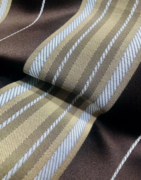 Sir Donatello Designer Brocade Satin Fabric- Brown, Pale Blue Gold Stripes Neoclassical G2 - Fancy Styles Fabric Pierre Frey Lee Jofa Brunschwig & Fils