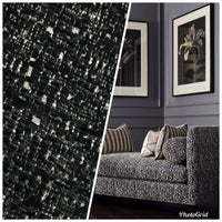 NEW Designer Upholstery Heavyweight Tweed Fabric- Black White Melange- BTY - Fancy Styles Fabric Pierre Frey Lee Jofa Brunschwig & Fils