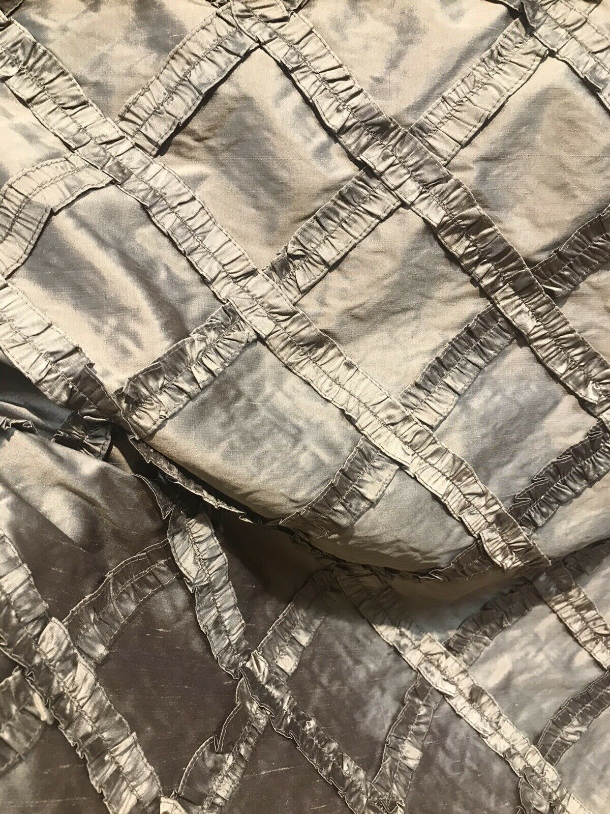 NEW! Designer 100% Silk Taffeta Dupioni Diamond Ruffle Drapery Fabric-  Gold - Fancy Styles Fabric Pierre Frey Lee Jofa Brunschwig & Fils