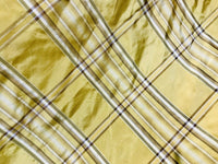 NEW Designer 100% Silk Taffeta Plaid Tartan Fabric- Yellow BY The Yard - Fancy Styles Fabric Pierre Frey Lee Jofa Brunschwig & Fils