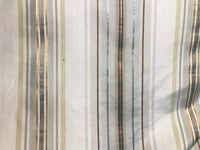 NEW Lady Lillian Designer 100% Silk Taffeta Dupioni Stripes Fabric - Blue-Gray Gold 55” Wide - Fancy Styles Fabric Pierre Frey Lee Jofa Brunschwig & Fils