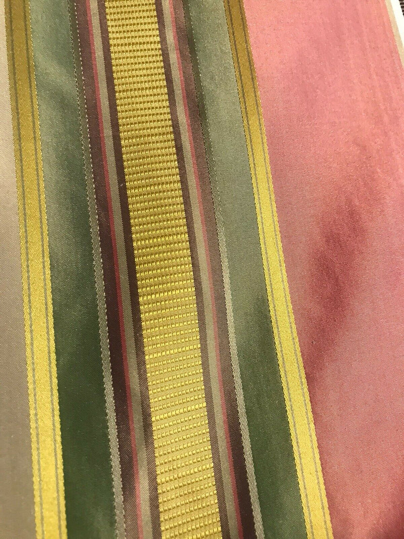 NEW Lady Antonia Designer 100% Silk Taffeta Dupioni Ribbon Stripes Fabric - Multicolor - Fancy Styles Fabric Pierre Frey Lee Jofa Brunschwig & Fils