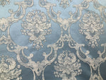 NEW Sir Darcey Designer Satin Burnout Damask Drapery Upholstery Fabric - Blue BTY - Fancy Styles Fabric Pierre Frey Lee Jofa Brunschwig & Fils
