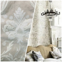 NEW! Lady Nora Novelty 100% Silk Fabric With Crewel Floral Embroidery- Ecru & White - Fancy Styles Fabric Pierre Frey Lee Jofa Brunschwig & Fils