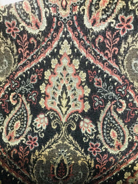Designer Kilim Rug Inspired Chenille Upholstery Fabric - Black - Fancy Styles Fabric Pierre Frey Lee Jofa Brunschwig & Fils