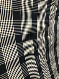 NEW Designer 100% Silk Taffeta Gingham Plaid Tartan Fabric- Black Beige - Fancy Styles Fabric Pierre Frey Lee Jofa Brunschwig & Fils