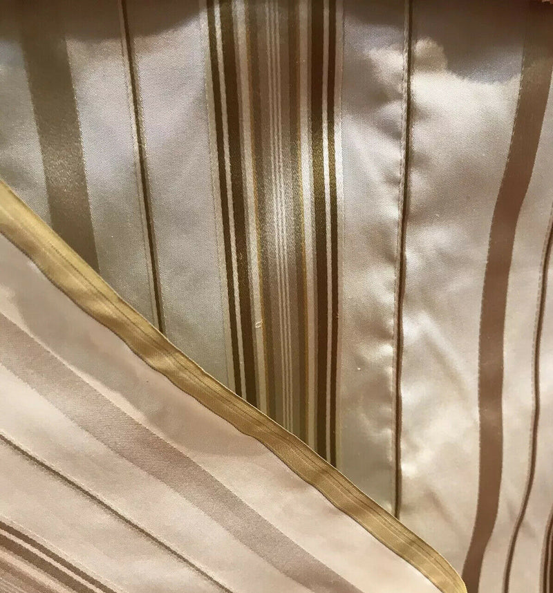 NEW! Lady Grace 100% Silk Taffeta Dupioni Ivory Cream Fabric Bronze & Gold Stripes - Fancy Styles Fabric Pierre Frey Lee Jofa Brunschwig & Fils
