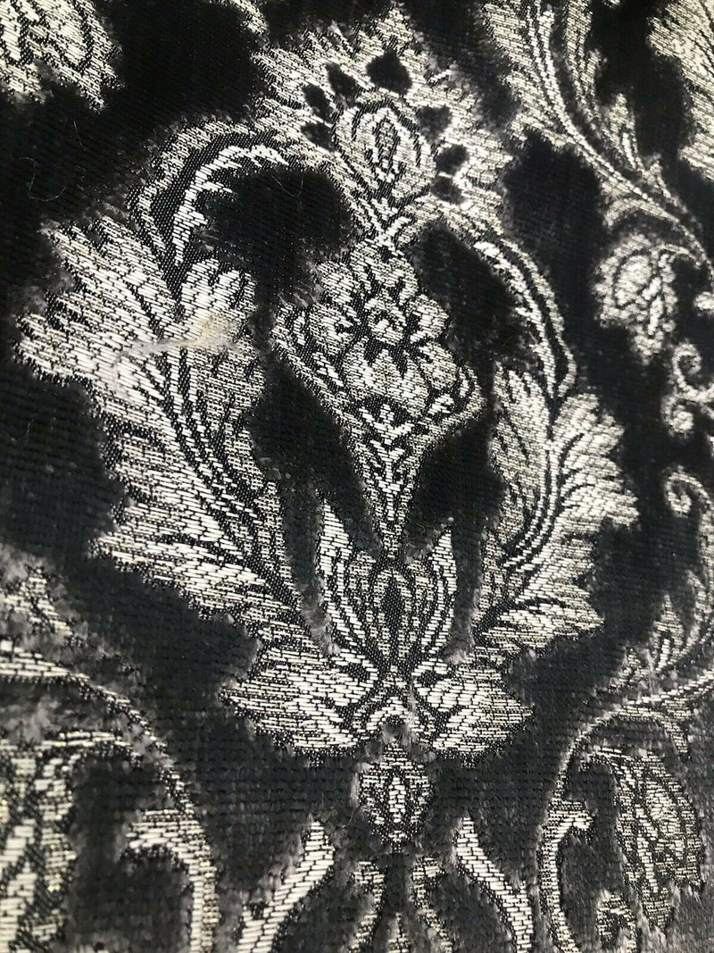 Queen Estel Novelty Designer Italian Burnout Damask Velvet Fabric - Upholstery- Silver Gray - Fancy Styles Fabric Pierre Frey Lee Jofa Brunschwig & Fils