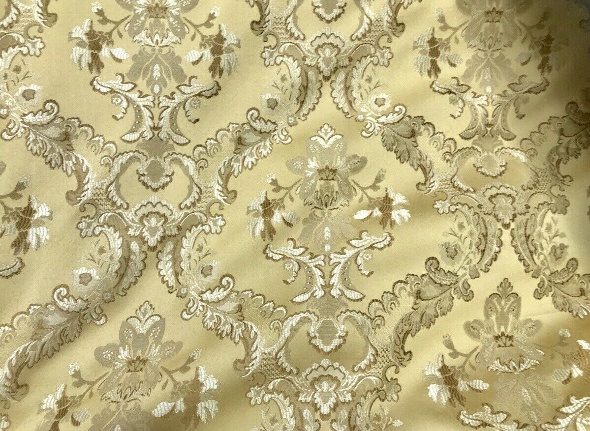NEW 110” Wide- SALE! Prince Lucas Designer Brocade Jacquard Fabric- Mustard Yellow Gold- Damask - Fancy Styles Fabric Pierre Frey Lee Jofa Brunschwig & Fils