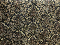 SALE! Lord Logan Designer Velvet Chenille Burnout Damask Brocade Fabric - Black Gold BTY - Fancy Styles Fabric Pierre Frey Lee Jofa Brunschwig & Fils