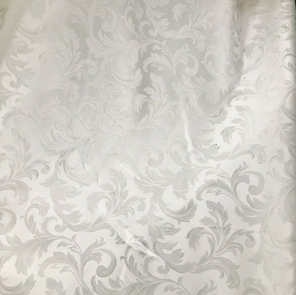 NEW Italian Brocade Satin Fabric- White- Floral Leaves Upholstery Neoclassical - Fancy Styles Fabric Pierre Frey Lee Jofa Brunschwig & Fils