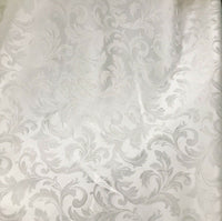 NEW Italian Brocade Satin Fabric- White- Floral Leaves Upholstery Neoclassical - Fancy Styles Fabric Pierre Frey Lee Jofa Brunschwig & Fils