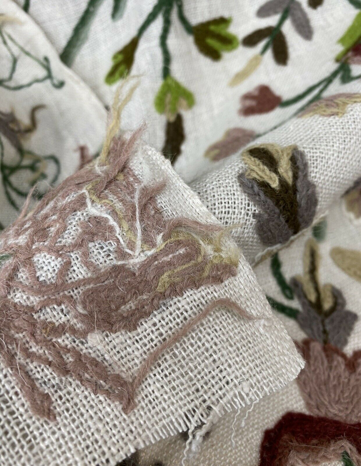 NEW Novelty Decorating Drapery Fabric- Crewel Floral Embroidery - Fancy Styles Fabric Pierre Frey Lee Jofa Brunschwig & Fils