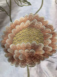 NEW! Novelty 100% Silk Taffeta Embroidered Fabric - Made in India- Floral Ivory - Fancy Styles Fabric Boutique