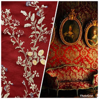 SWATCH Brocade Jacquard Satin Fabric - Dark Red Upholstery Damask - Fancy Styles Fabric Boutique