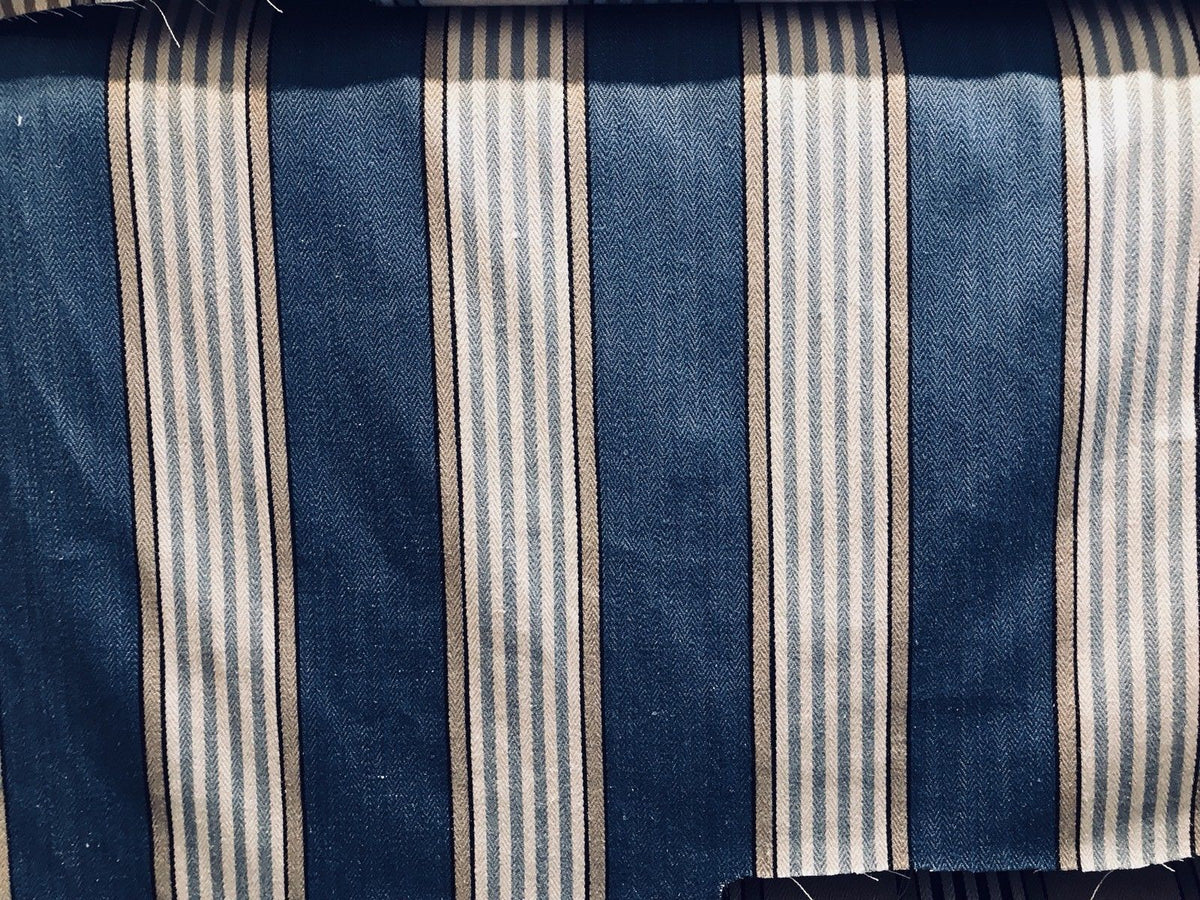 NEW Cotton French Stripes Upholstery Fabric - Heavyweight - Blue - Fancy Styles Fabric Pierre Frey Lee Jofa Brunschwig & Fils