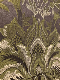 NEW! Brocade Satin Neoclassical Fabric- Brown Palms Damask - Fancy Styles Fabric Pierre Frey Lee Jofa Brunschwig & Fils