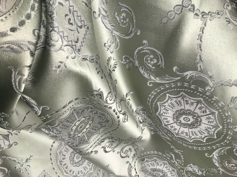 NEW SALE Neoclassical Brocade Satin Jacquard Upholstery Fabric- Louis Silver - Fancy Styles Fabric Pierre Frey Lee Jofa Brunschwig & Fils