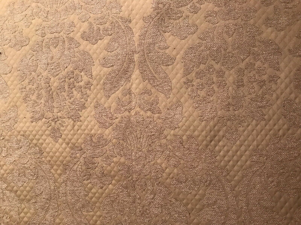 SWATCH Quilted Burnout Chenille Velvet Fabric- Taupe And Gold- Upholstery - Fancy Styles Fabric Pierre Frey Lee Jofa Brunschwig & Fils