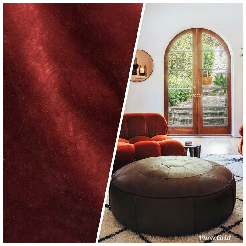 NEW Designer Velvet Upholstery And Drapery Fabric- Rust Red- Lightweight - Fancy Styles Fabric Pierre Frey Lee Jofa Brunschwig & Fils
