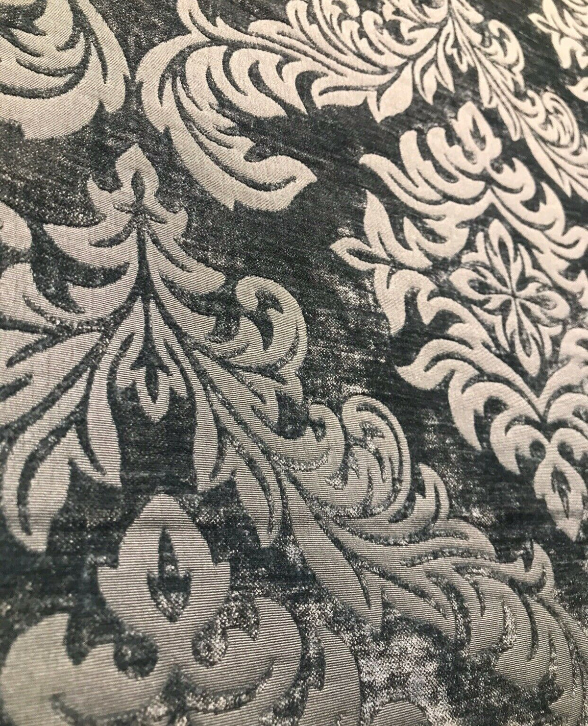 NEW Duke Albert Double Sided Burnout Chenille Velvet Fabric- Gray Upholstery Damask - Fancy Styles Fabric Pierre Frey Lee Jofa Brunschwig & Fils