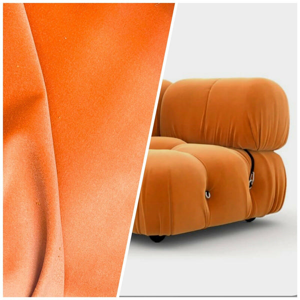 NEW! Prince Fabrielle - Designer Light Weight Cotton Velvet Upholstery Fabric - Soft- Coral Orange - Fancy Styles Fabric Pierre Frey Lee Jofa Brunschwig & Fils