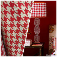 NEW Designer Upholstery Oversized Houndstooth Pattern Fabric - Red & Natural - Fancy Styles Fabric Pierre Frey Lee Jofa Brunschwig & Fils