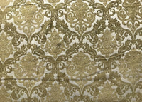 NEW Sir Arthur Double Sided Burnout Chenille Velvet Fabric- Mustard Ivory Upholstery Damask - Fancy Styles Fabric Pierre Frey Lee Jofa Brunschwig & Fils