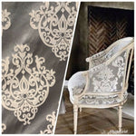 Sir Nathan Designer Brocade Satin Fabric- Charcoal Gray Ivory- Upholstery Damask - Fancy Styles Fabric Pierre Frey Lee Jofa Brunschwig & Fils