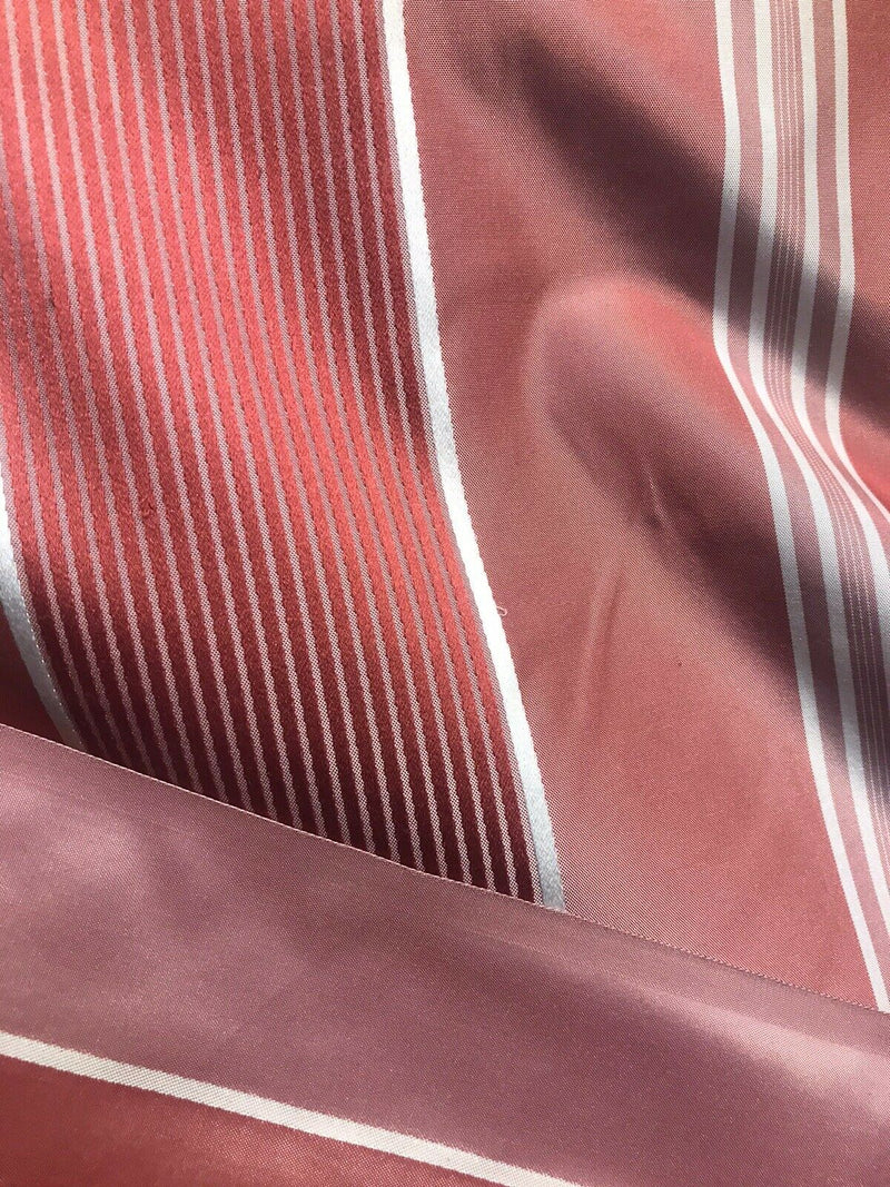NEW Countess Lilly Designer 100% Silk Taffeta Dupioni Stripes Fabric - Rose 55” Wide - Fancy Styles Fabric Pierre Frey Lee Jofa Brunschwig & Fils