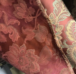 Designer Brocade Satin Floral Drapery Fabric- Antique Salmon Red By The Yard - Fancy Styles Fabric Pierre Frey Lee Jofa